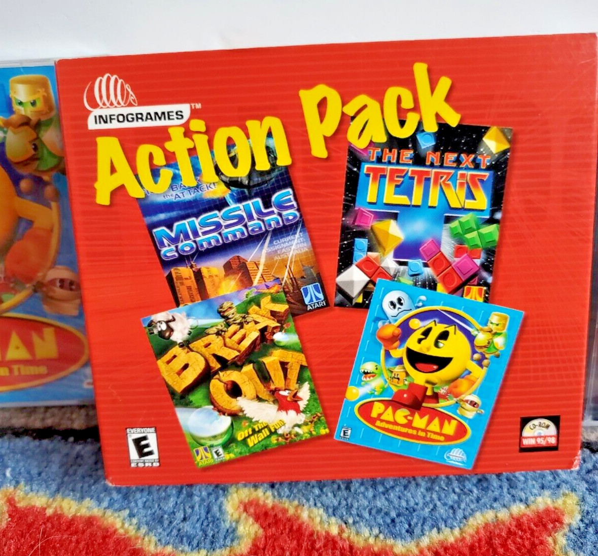 Action Pack Computer Games Pac-Mam Break Out Tetris CD Rom Sealed Infogames