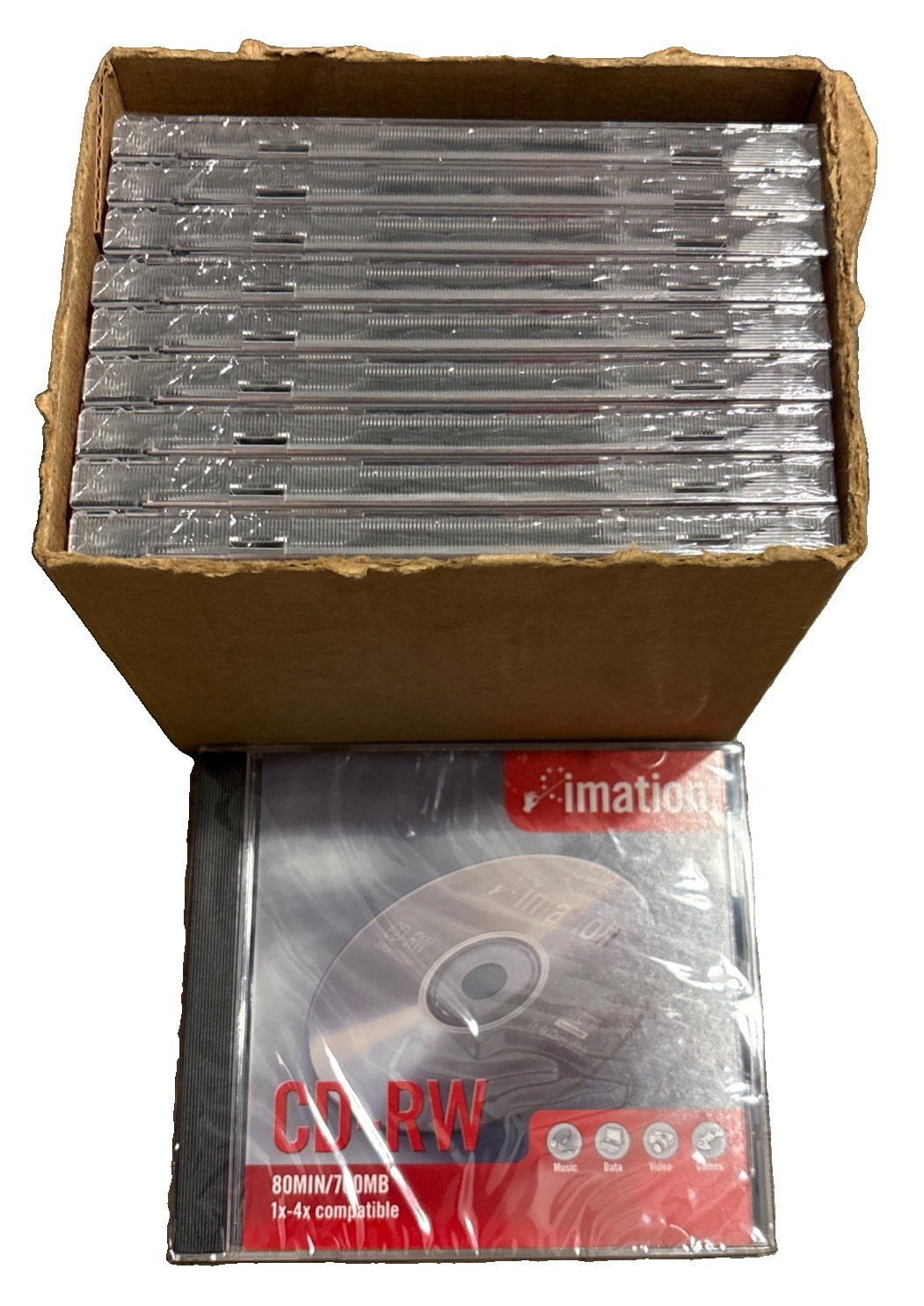 Imation CD-RW 80 Minute / 700mb 1X-4X Compatible 10 Pack w/ Cases