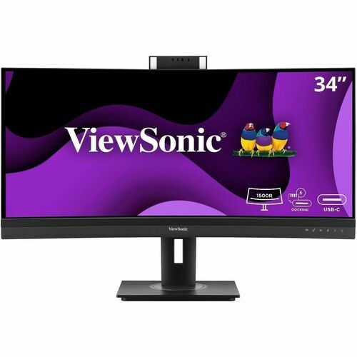 ViewSonic VG3457CV 34 Inch Ultrawide QHD 1440p Curved Video Conferencing Docking