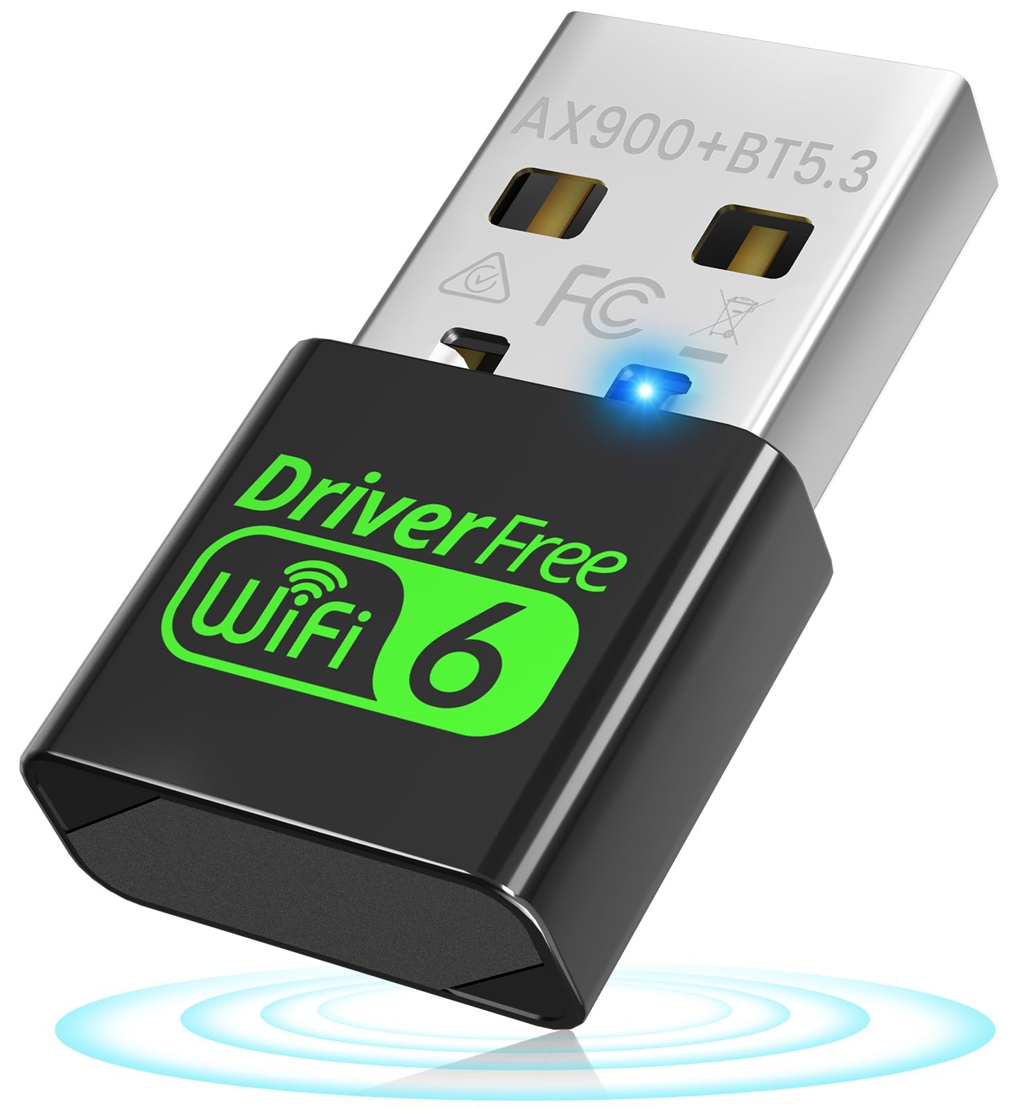 USB WiFi 6 Adapter for PC Desktop & Laptop, 900Mbps Dual Band AX900M, Black