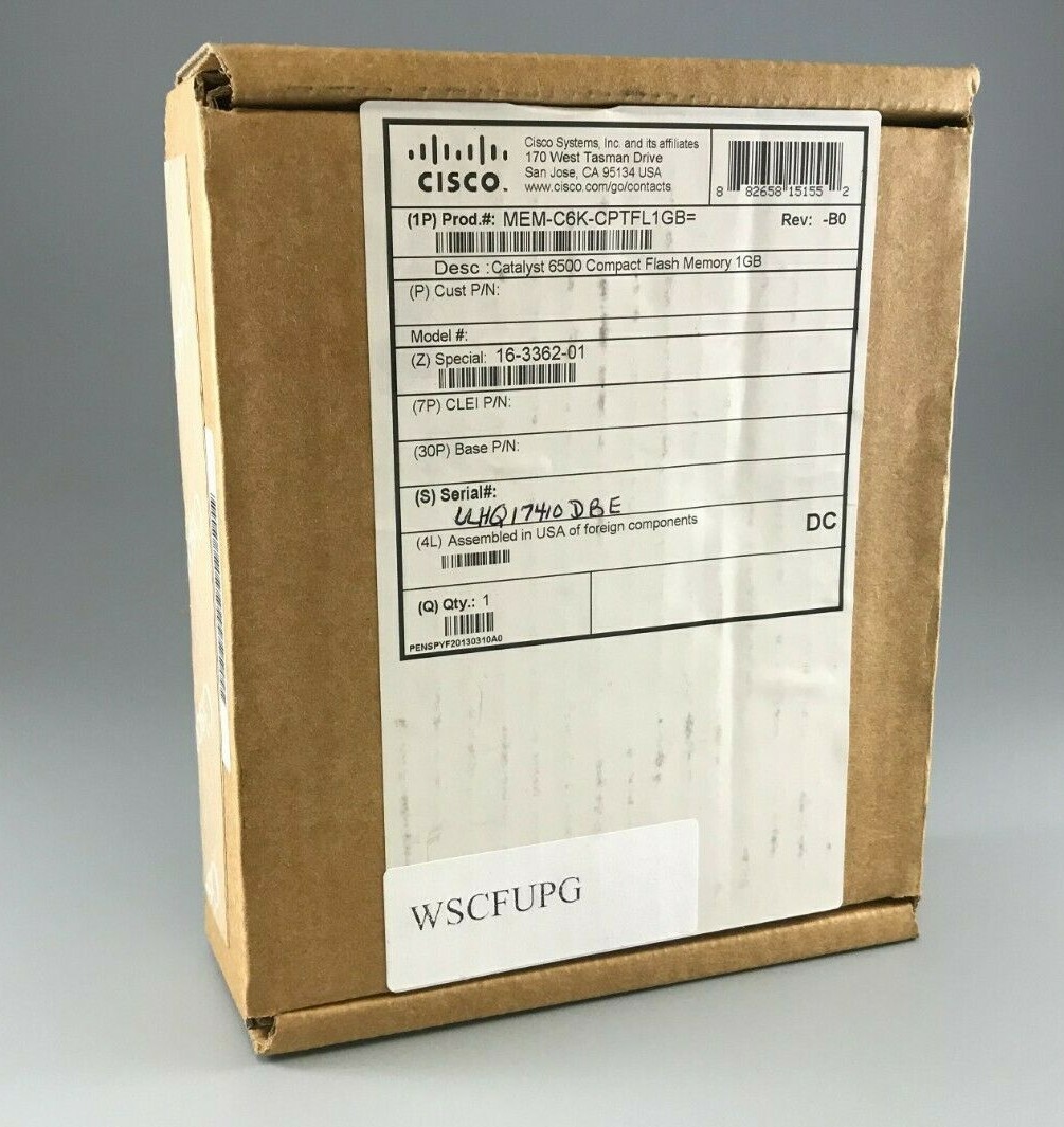CISCO MEM-C6K-CPTFL1GB Catalyst 6500 Compact Flash Memory 1GB SEALED NEW IN BOX
