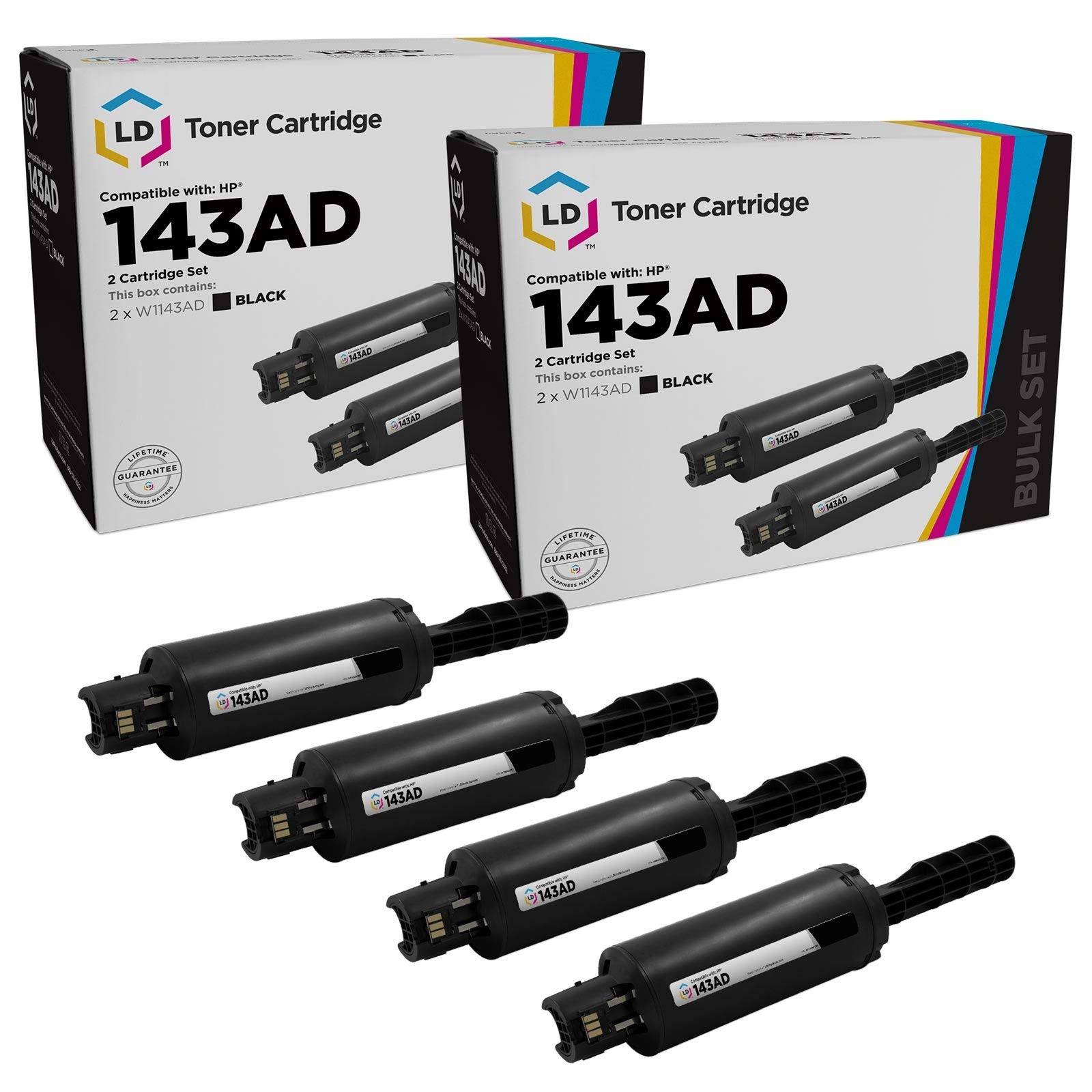 LD 4PK Compatible HP 143A W1143AD Black Toner Reload Cartridges for 1001nw 1202w