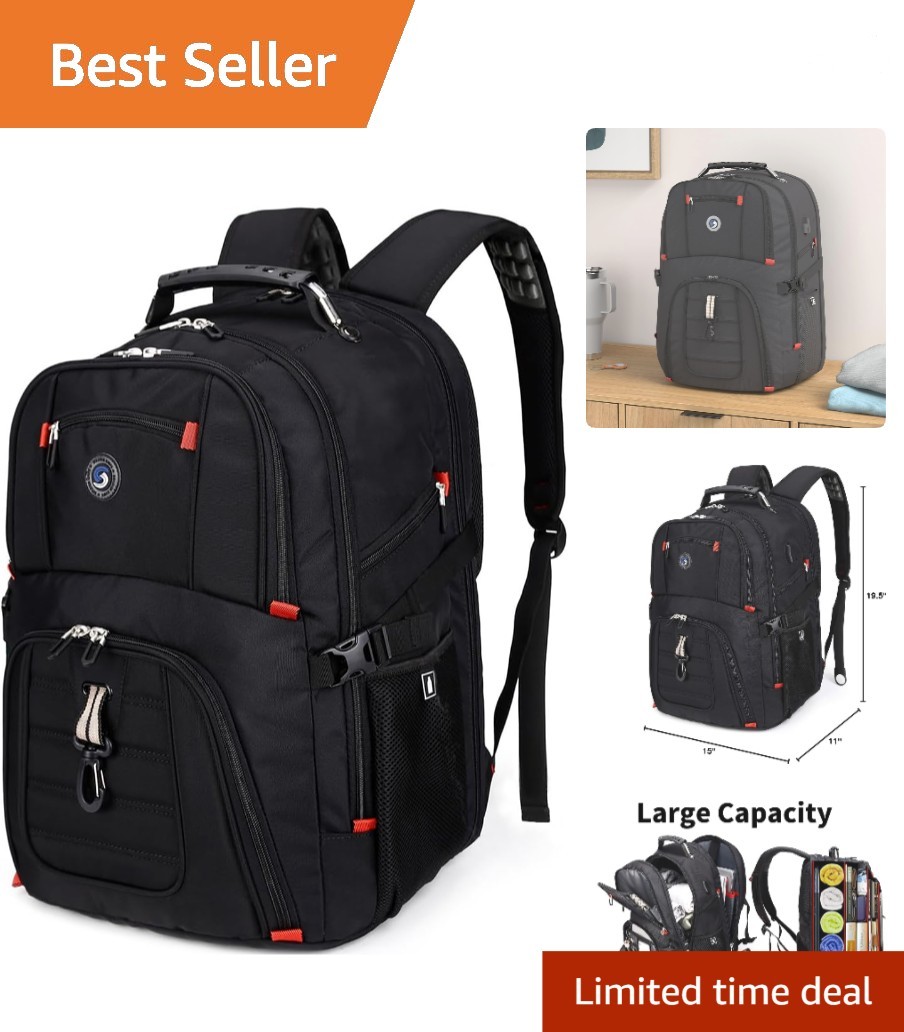 Versatile Water-Resistant 50L Laptop Backpack with Combination Lock & 20 Pockets