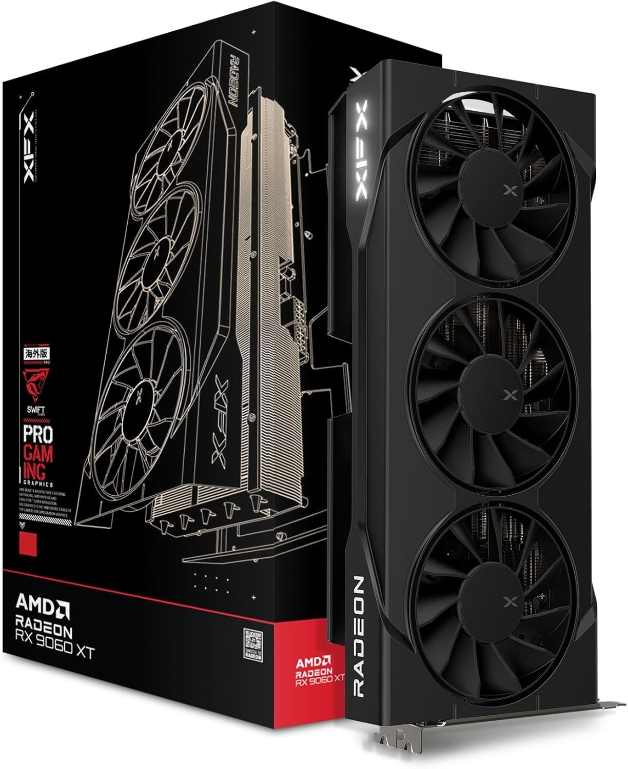 XFX Swift Radeon RX 9060 XT 16GB GDDR6 OC Triple Fan Graphics Card - Black
