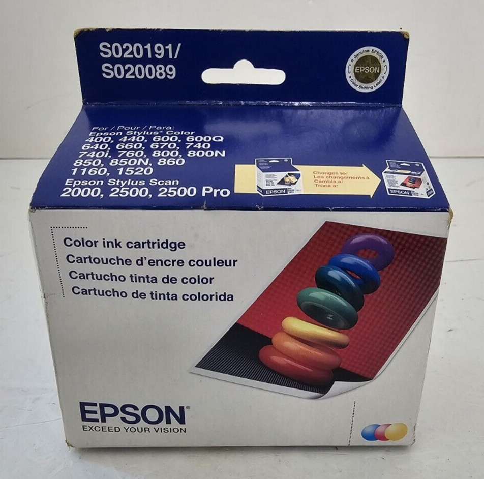 Genuine Epson Color Printer Ink Cartridge S020191 / S020089 Stylus Scan NEW