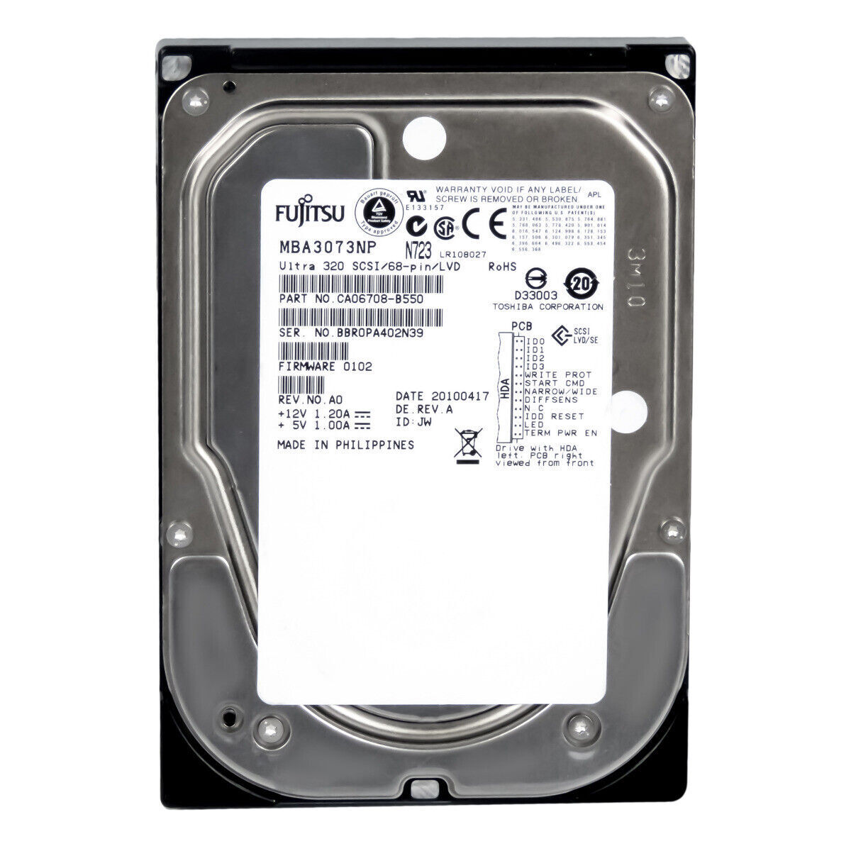 Fujitsu Server Hard Disk FUJITSU MBA3073NP 73GB 68-pin SCSI 15K U320