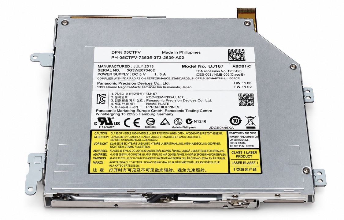 Dell Alienware 14 P39G DVD Drive Slot-In 05CTF Panasonic UJ167 inc Frame