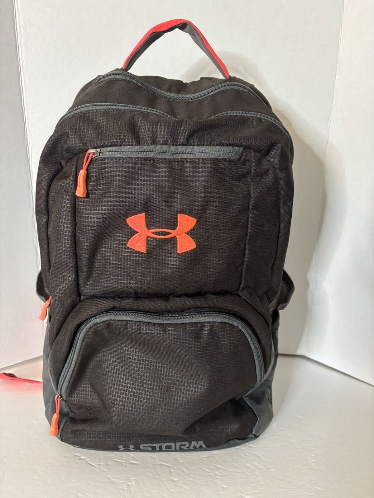 Under Armour Storm Backpack Black Gray Orange 15in Laptop Padded Water Resistant