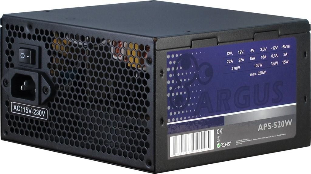 Inter-Tech 88882117 Argus Aps Power Supply Unit 520W 20+4 Pin ATX Black ~E~