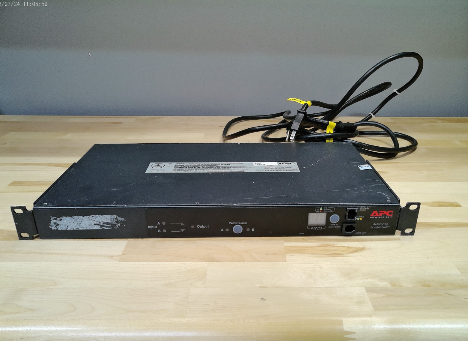 APC AP7750A Rack Automatic Transfer Switch 1U 120V 12A 10 Outlet ATS