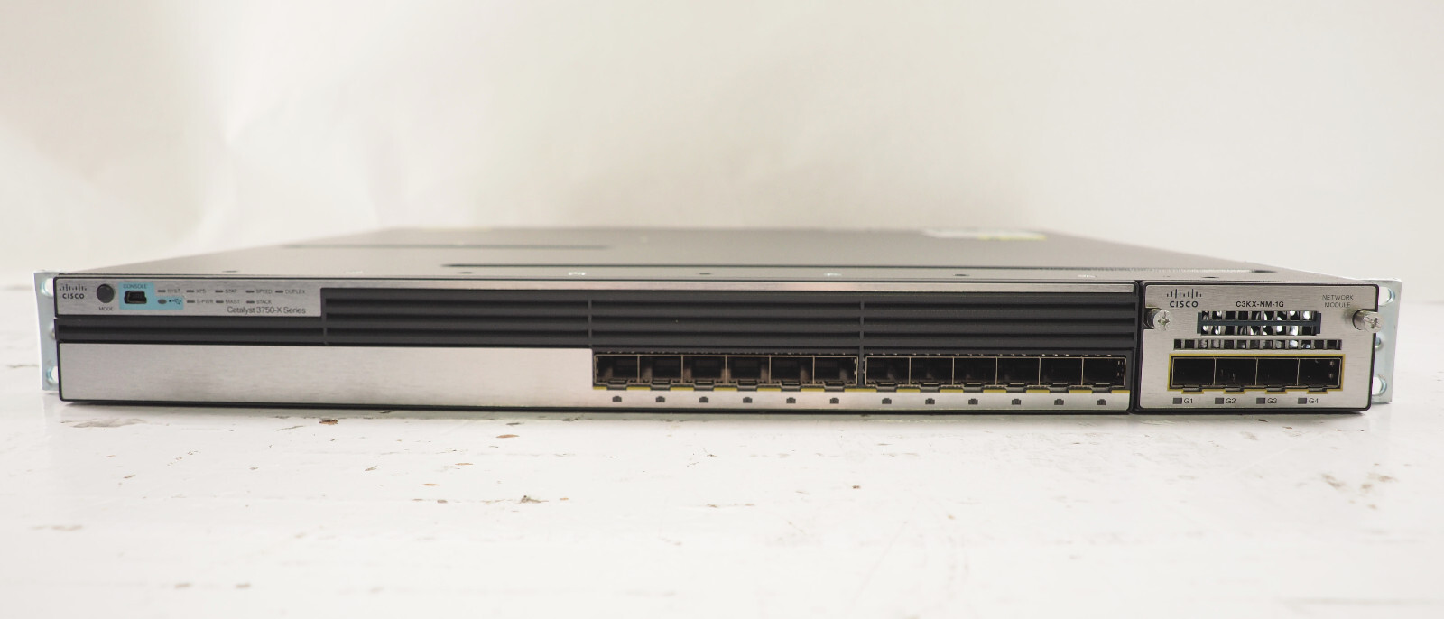 CISCO WS-C3750X-12S-S V03 12 SFP Port Switch w/C3KX-NM-1G, 1 x 715W PSU