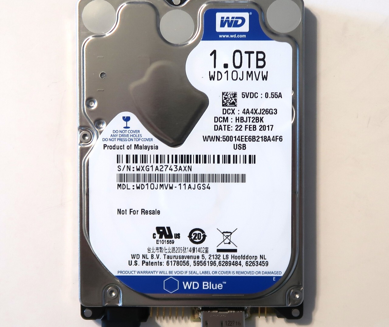 Western Digital WD10JMVW-11AJGS4 DCM:HBJT2BK Malaysia (WXG1) 1.0TB USB