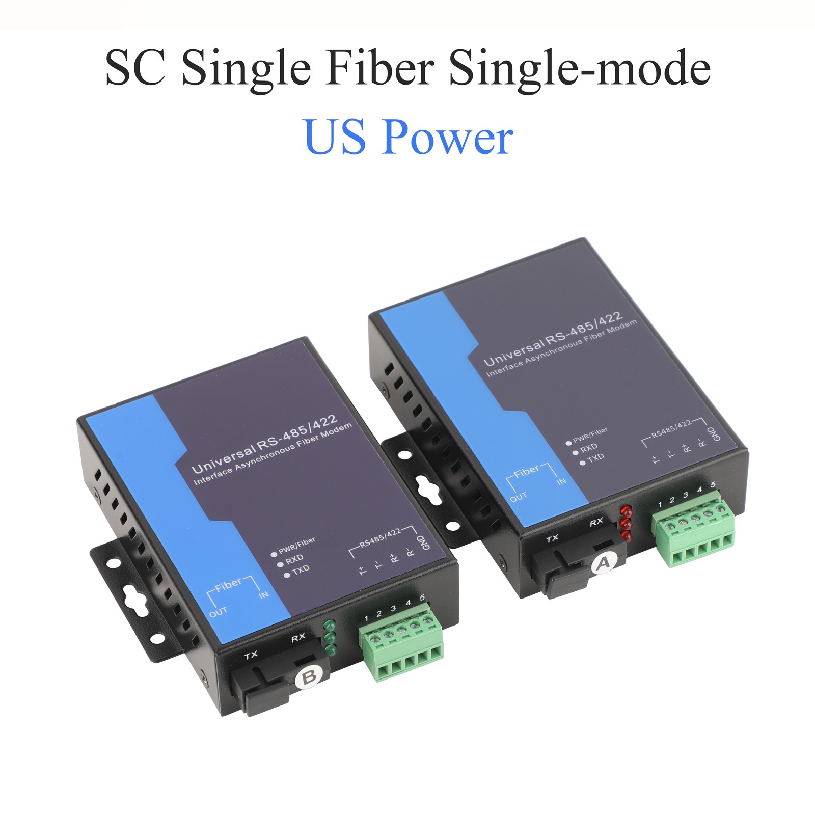 1 Pair RS485 Data Extender Converter Over Fiber Optic SC/FC Singlemode Multimode