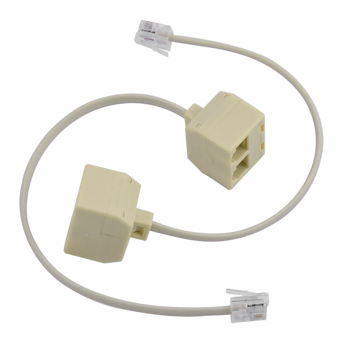 Plastic RJ11 6P4C Double Holes Female Telephone Wire Cable Inline Splitter 2pcs