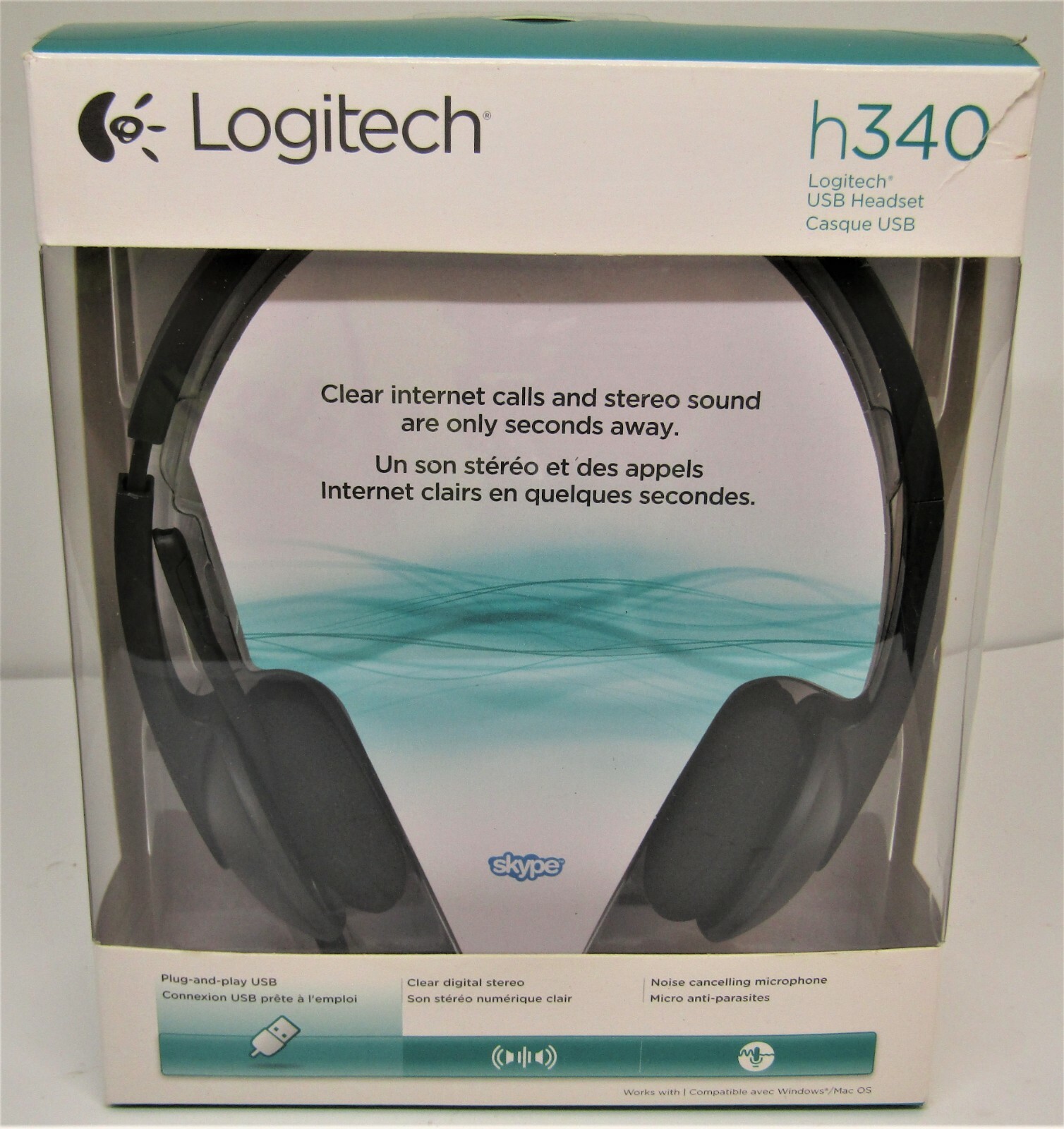 NEW SEALED-Logitech H340 Digital USB Computer Headset w/Noise Canceling MIC.