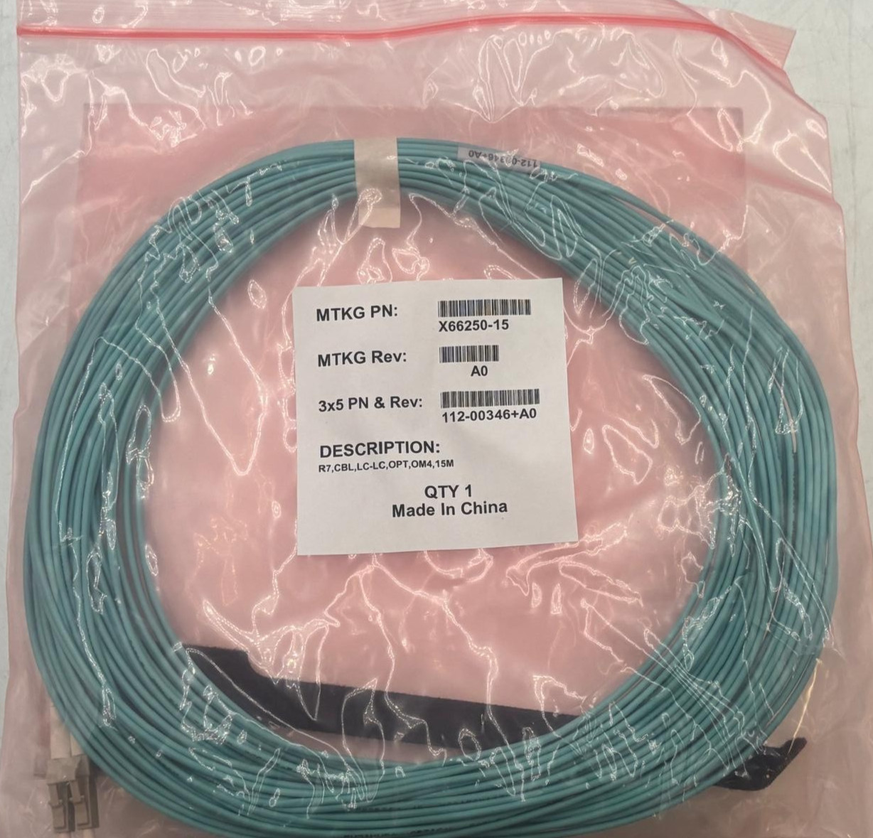 Fiber Optic Cable X66250-15 - R7, CBL, LC-LC, OPT, OM4, 15M - NEW