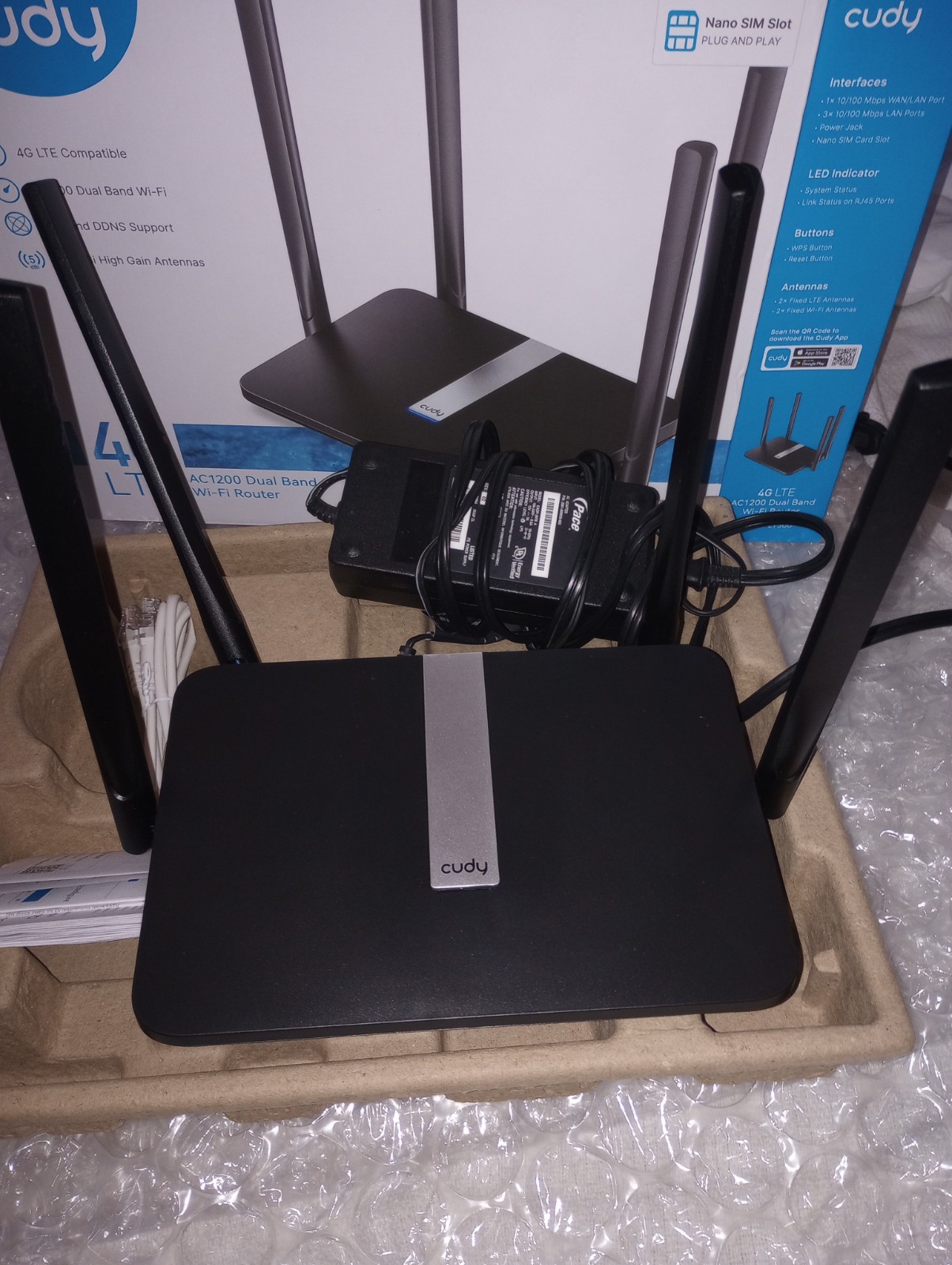 Cudy 4G AC1200 4-Port Wi-Fi 5 Dual-Band Router with SIM Slot, Model: LT500