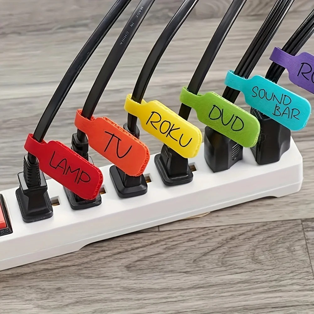 50pcs Wire Markers - Writable Cable Labels with Hook, Loop for Easy Organization