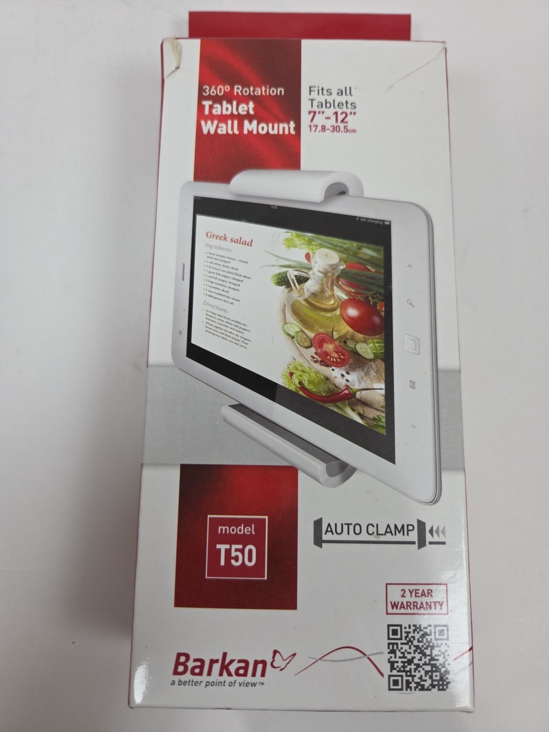Barkan 7-12 inch Fixed Tablet Wall Mount 3 lbs White Firm Clamp white 