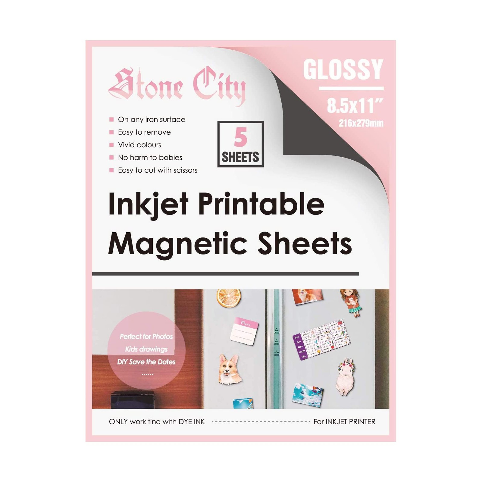 Stone City Printable Magnetic Sheets Make Refrigerator Photo 8.5"x11", White 