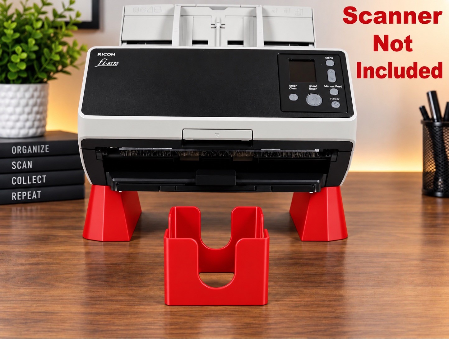 TCG Card Scanner Riser & Catch Bin for Ricoh fi-8170 - Black 3D Printed Stand