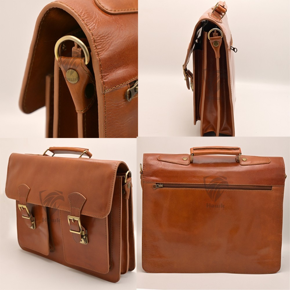 Genuine Leather Handmade Briefcase Messenger  Laptop Satchel Bag Office Work Bag