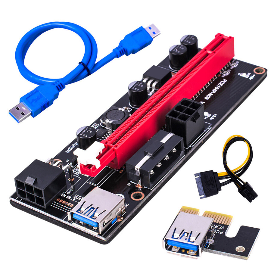 6Pcs Newest Usb 3.0 Pci-E Riser Ver 009S Express 1X 4X 8X 16X Extend