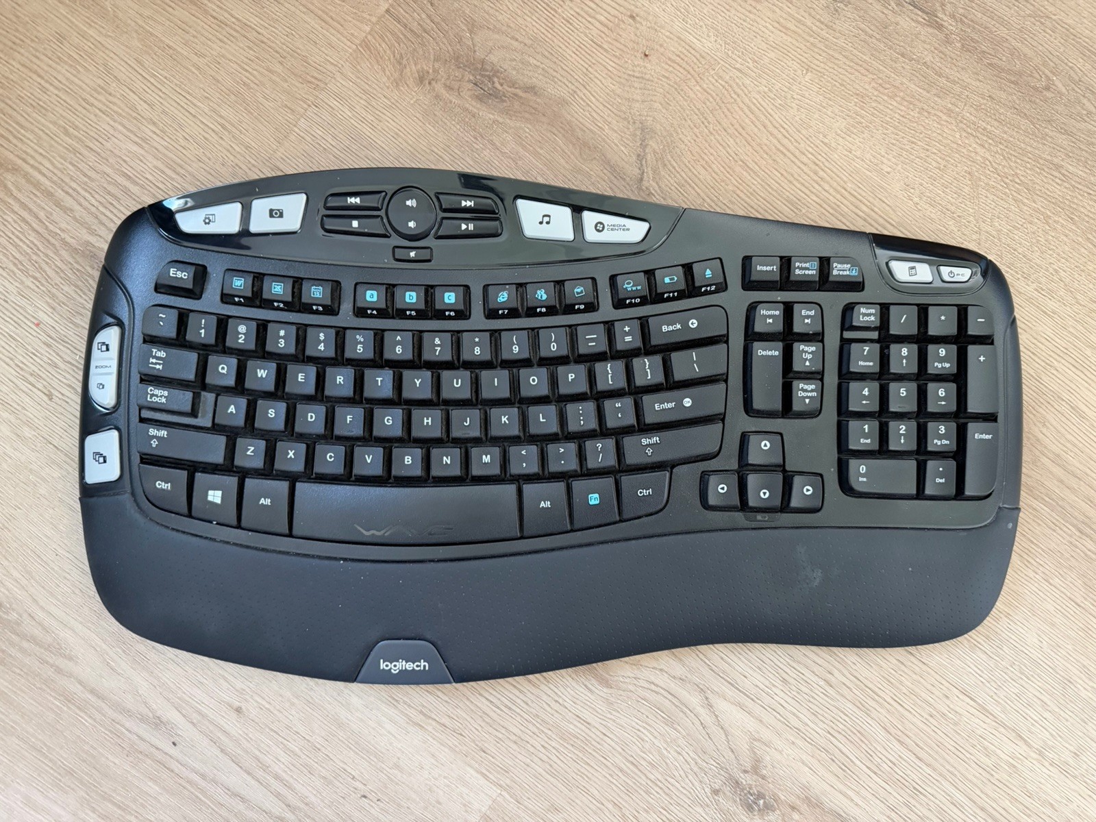 Logitech K350 Wave Ergonomic Wireless Keyboard Black No Receiver Works #003