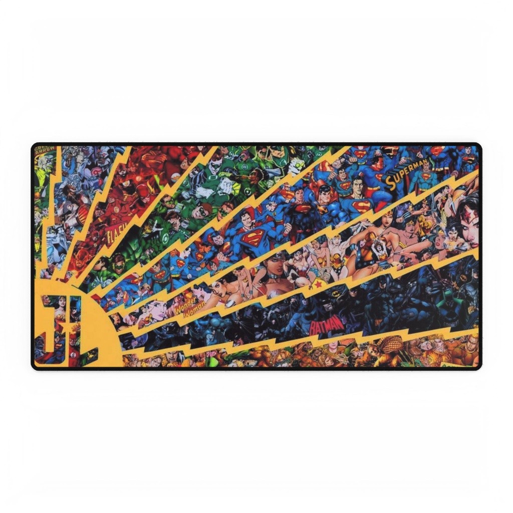 Justice League Logo Retro Comic Book Covers Collage Art Mouse Pad Desk Mats