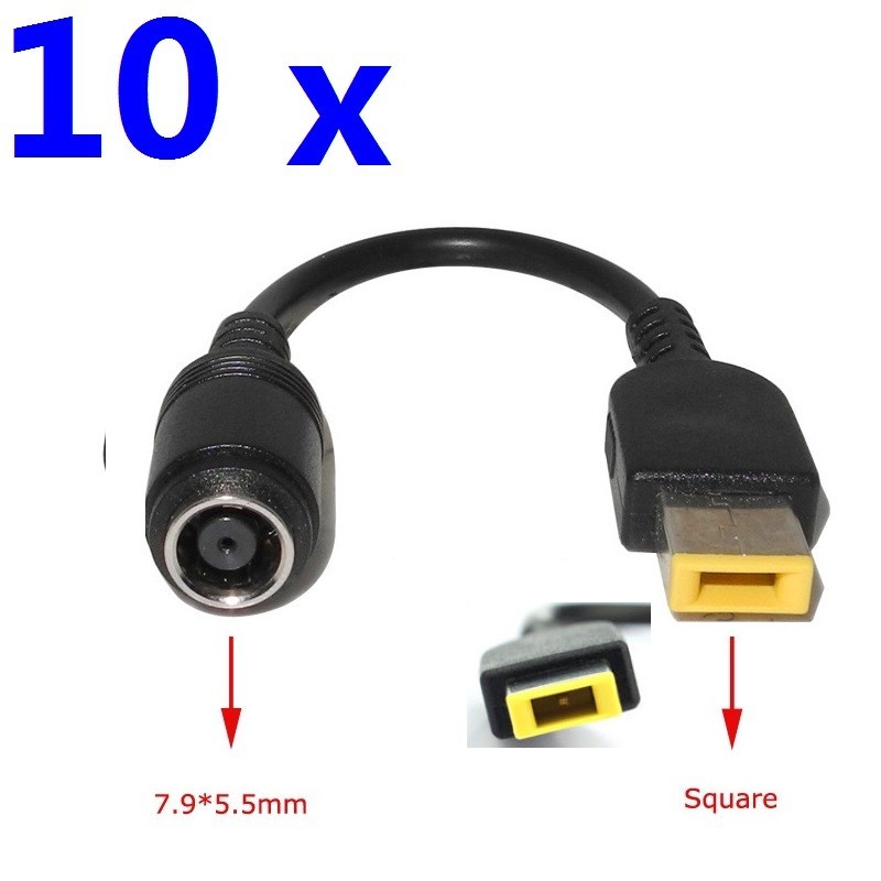 10 x 7.9*5.5mm Round Jack to Male Square USB DC Power Cables For Lenovo ThinkPad