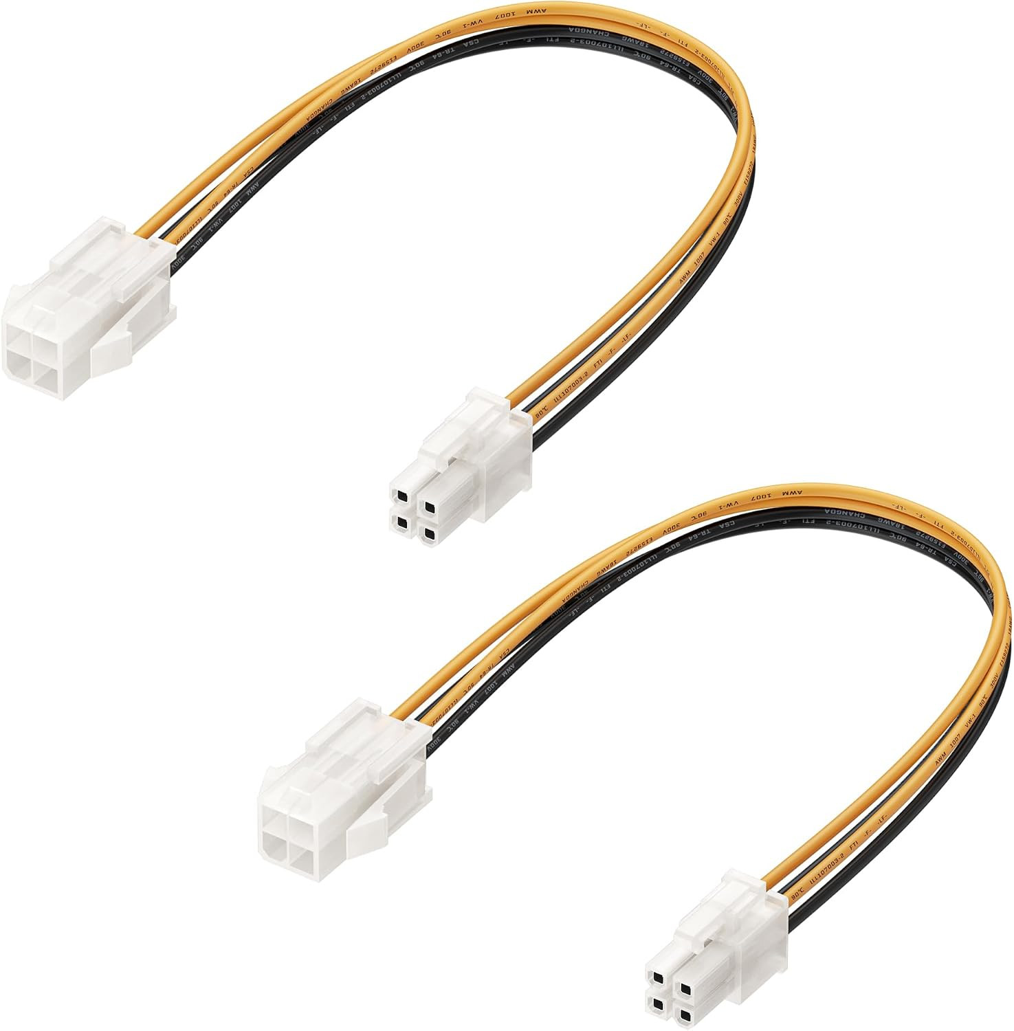 2-Pack ATX 4-Pin CPU Extension Cable, 8 Inches