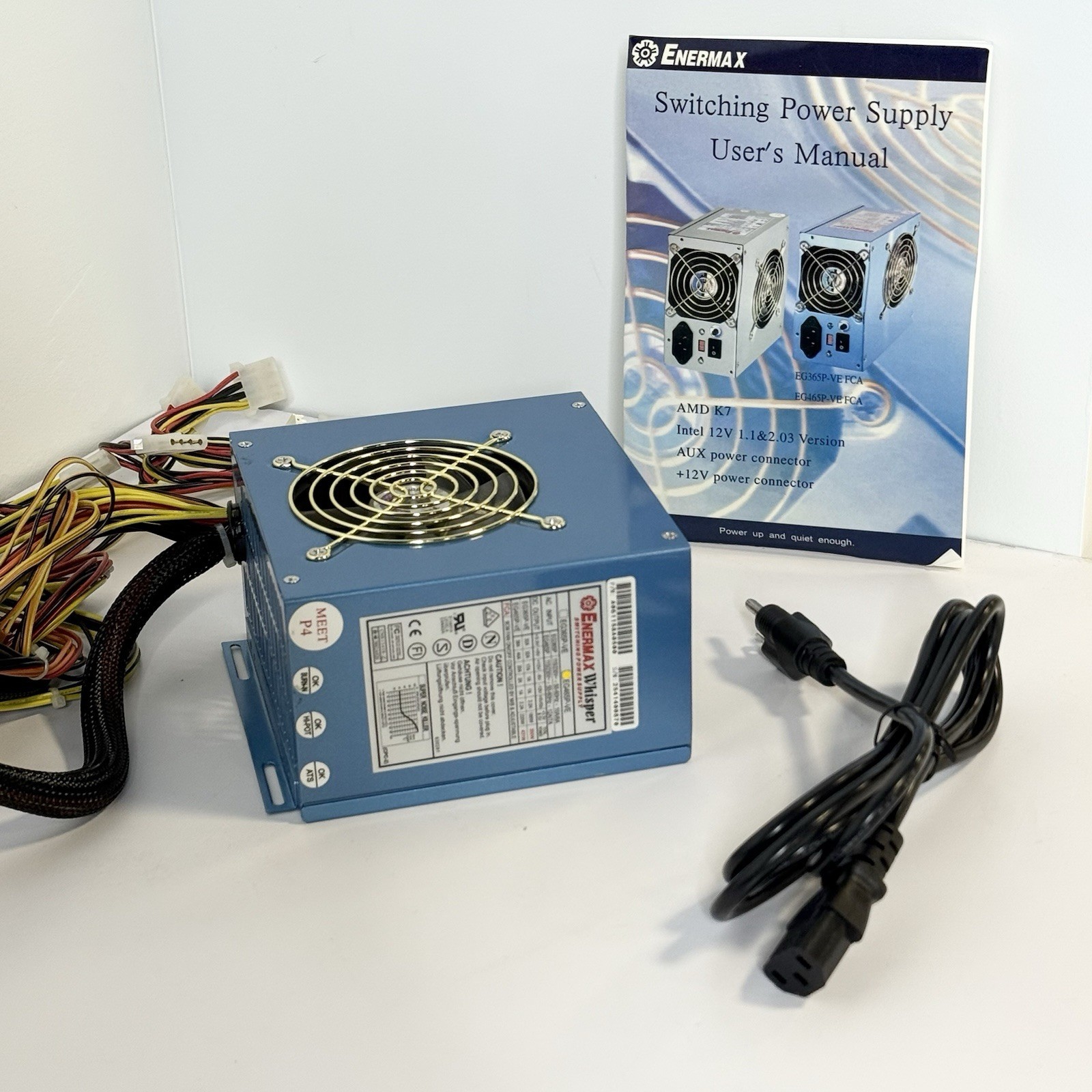 Enermax Whisper EG465P-VE Switching Power Supply 431W Blue Retro PC Gaming