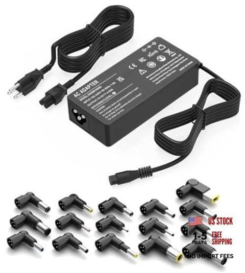 90W Universal AC Adapter Laptop Charger for Dell HP Acer 16 Tips | black
