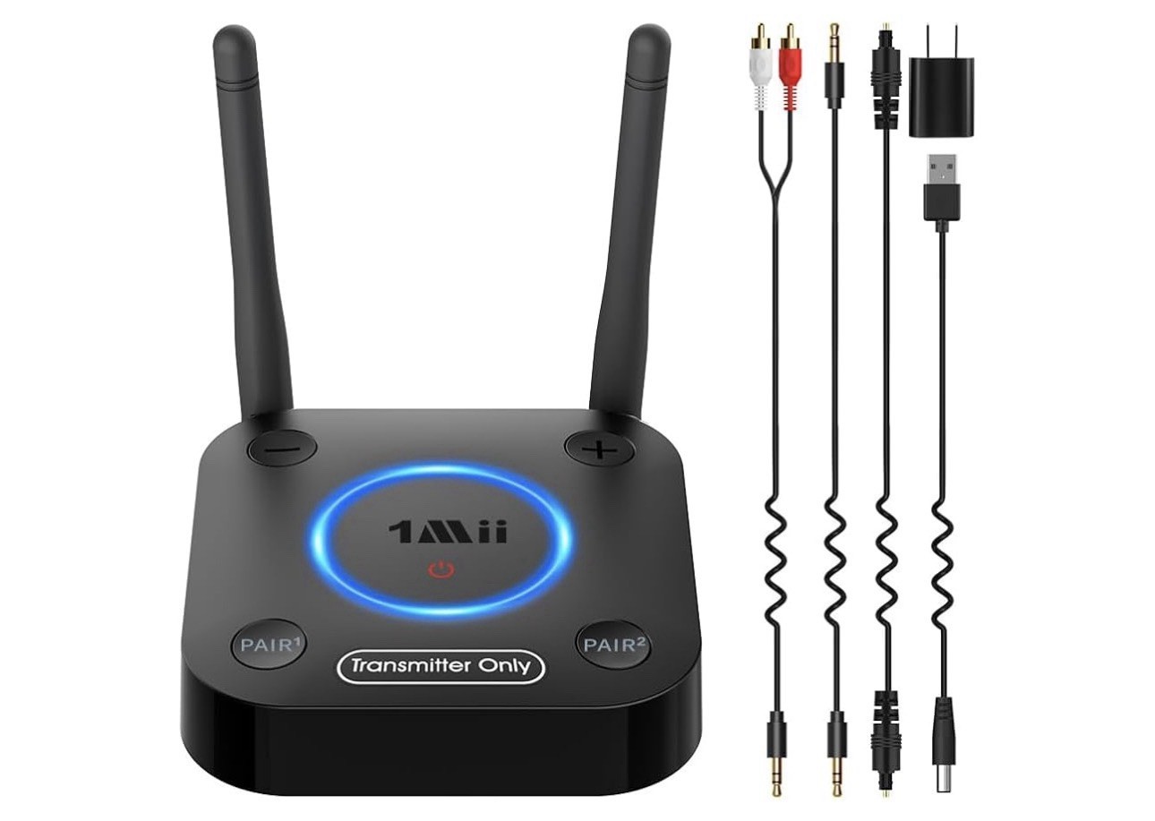 1Mii B06TX Bluetooth Transmitter for TV aptX Low Latency Dual Link Optical RCA