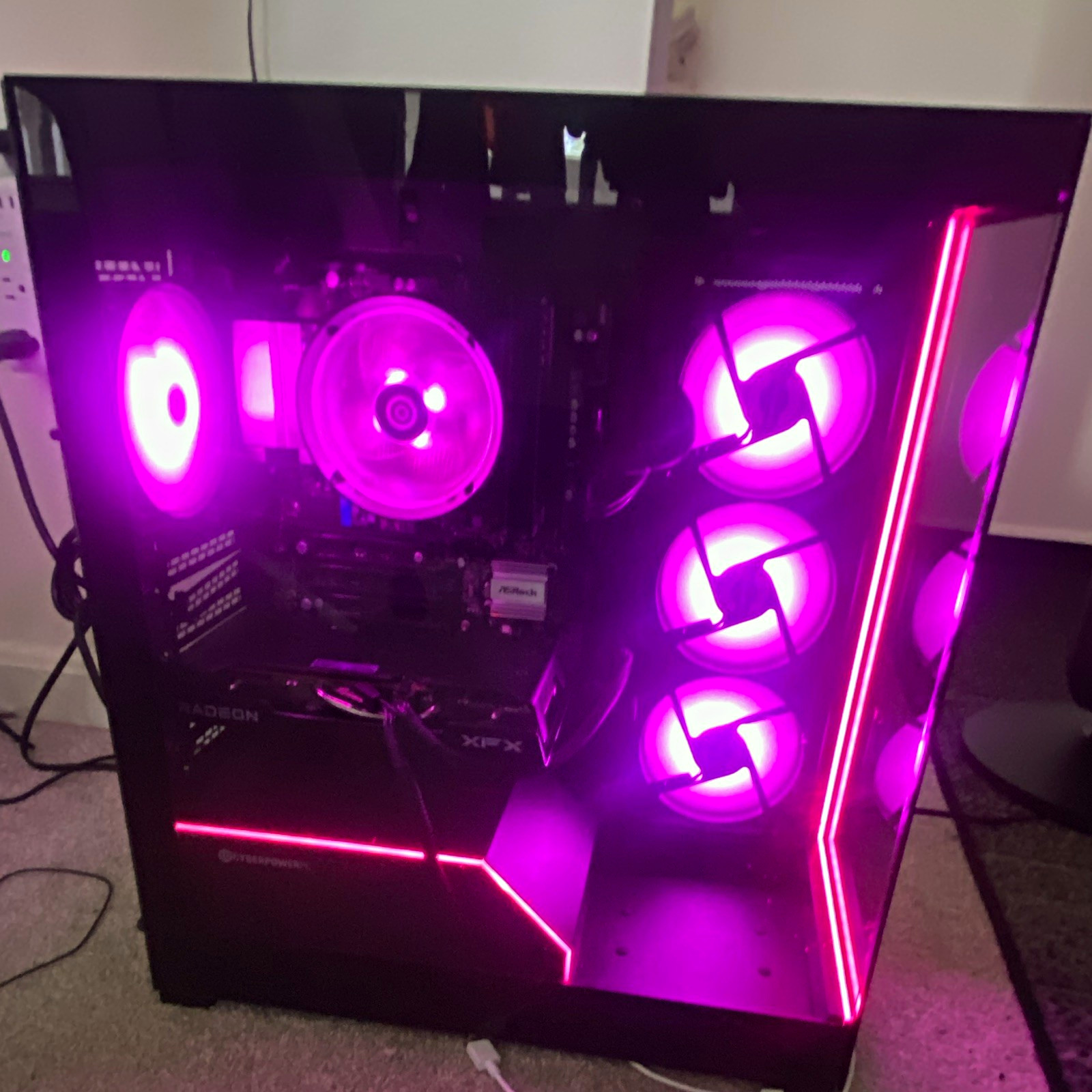 CyberPowerPC Gaming Desktop Tower RGB Black ASRock Motherboard Dedicated GPU