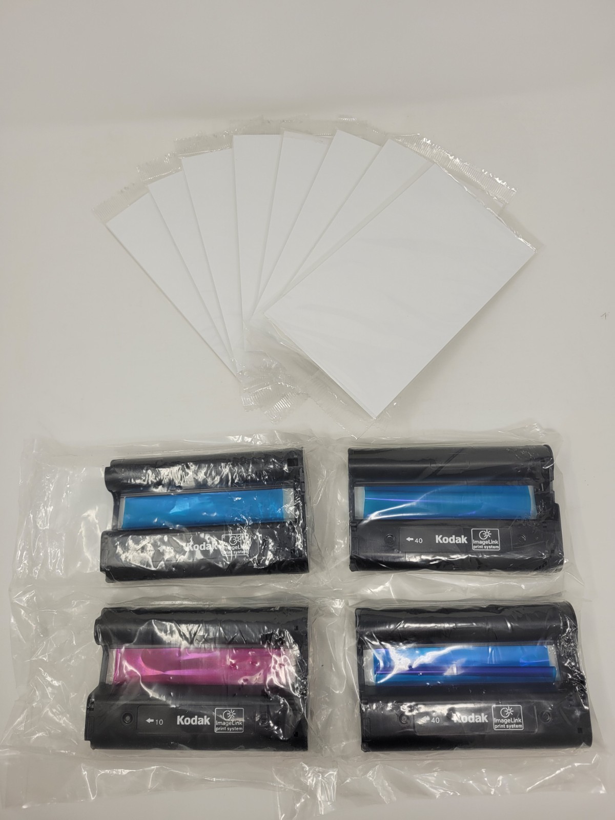 Kodak ImageLink 40 & 10 Color Ink Cartridges x4 & Photo Paper x150 - NEW, No Box