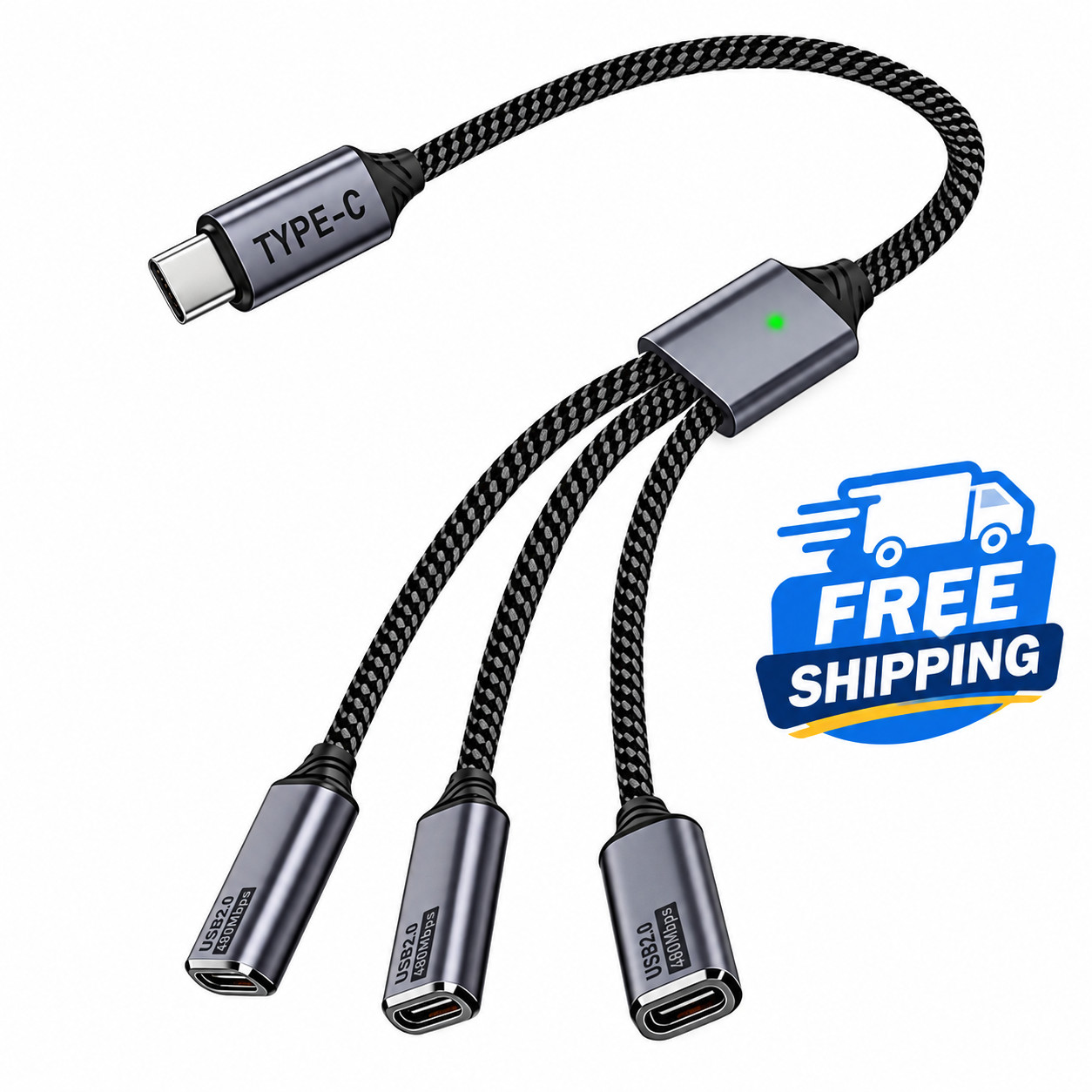 USB-C Splitter 1-to-3 ⚡ Multi Type-C Hub Adapter USB-C Male