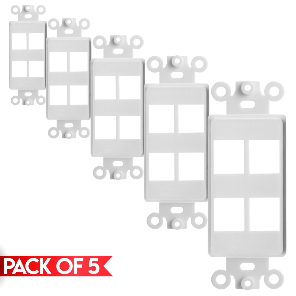 5 Pack Keystone Wall Plate Insert Decorative Wallplate Port Jack Insert White