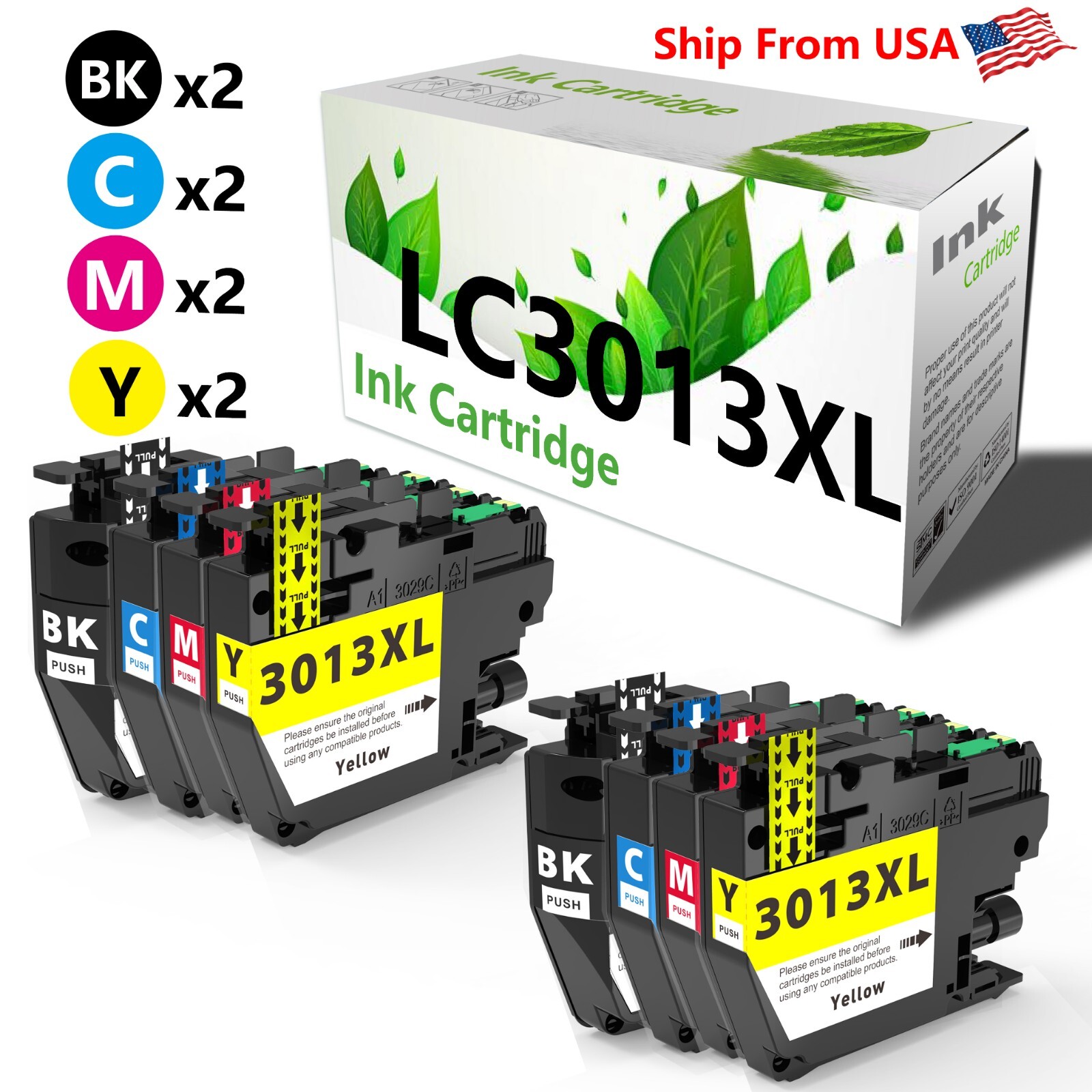 8PK replace for Brother LC3013 Ink Cartridge for MFC-J690DW MFC-J895DW,2B2B2M2Y