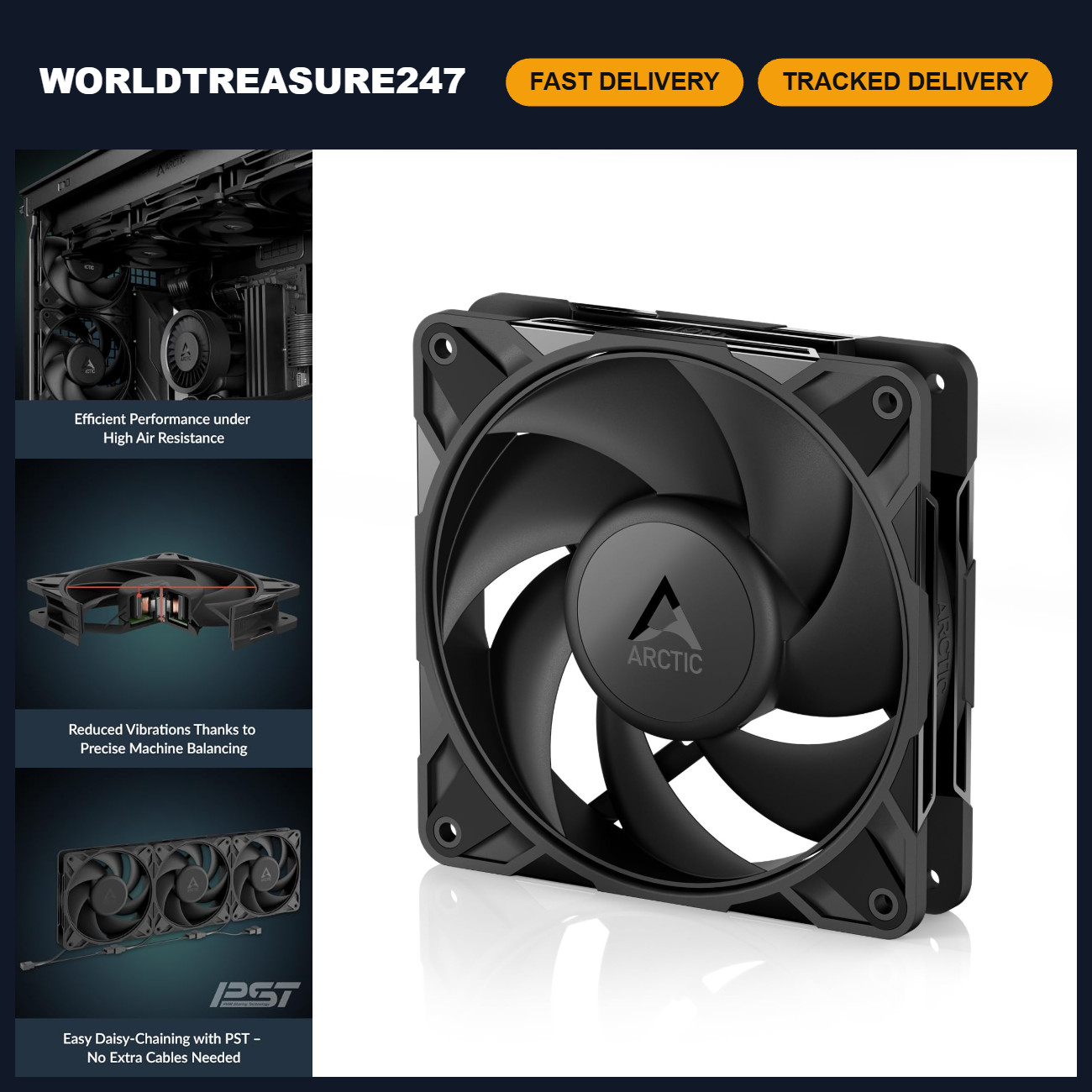 120mm PWM Fan - High-Performance Cooling, 600-3000 RPM, Quiet & Efficient