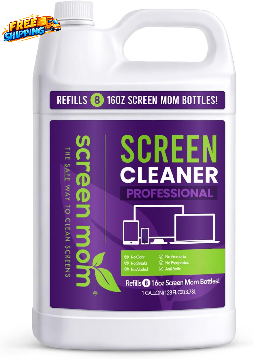 Screen Cleaner Refill with Dispensing Tap, 1-Gallon for Screen Cleaner Spray and