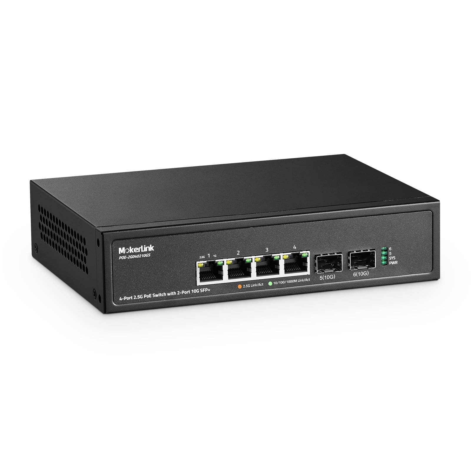4 Port 2.5G PoE Switch with 2 Port 10G SFP+ Slot, 4 x 2.5G BaseT Ports Compat...