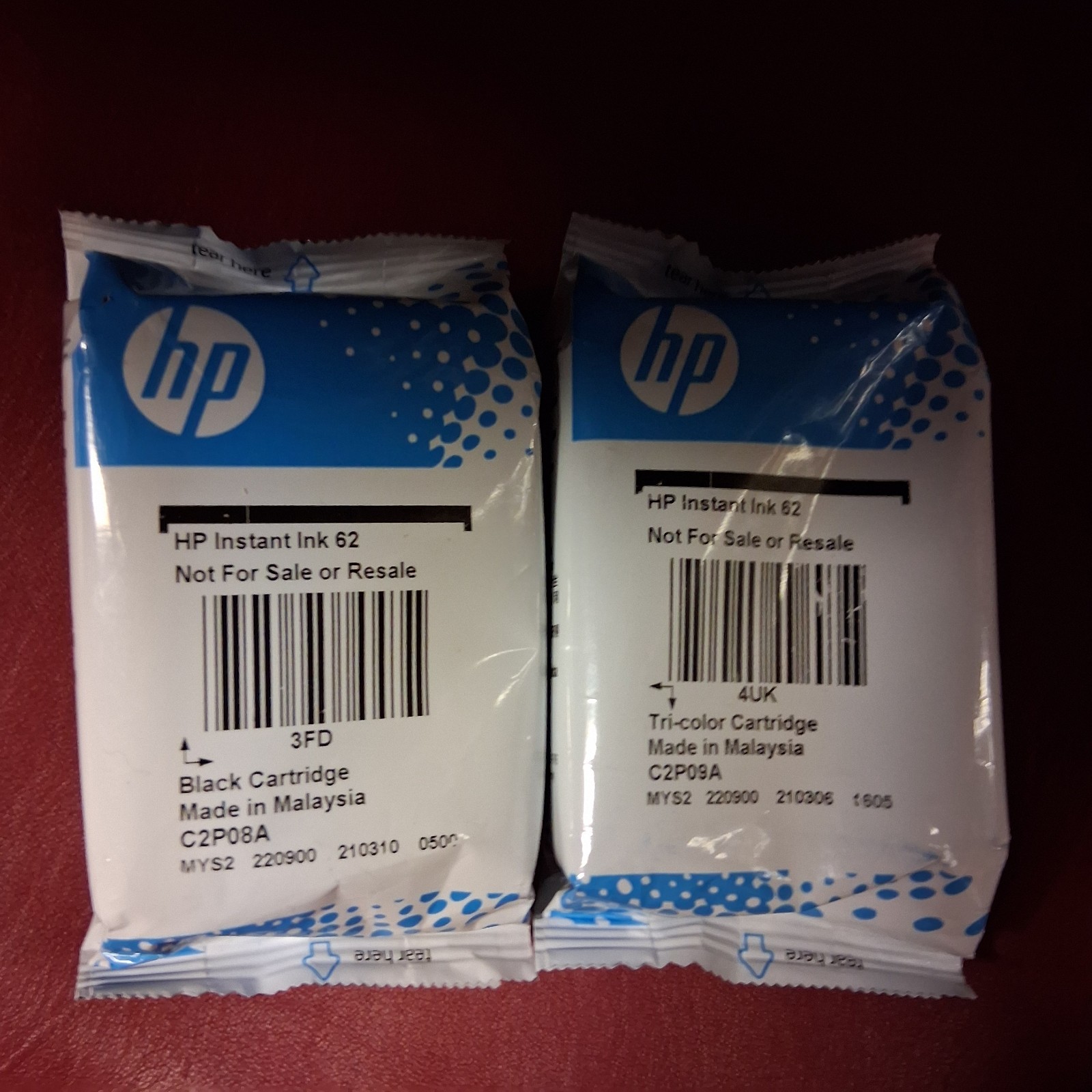 New Sealed HP 62 Printer Ink Black And Tri-Color OEM Exp. 2021 NOS