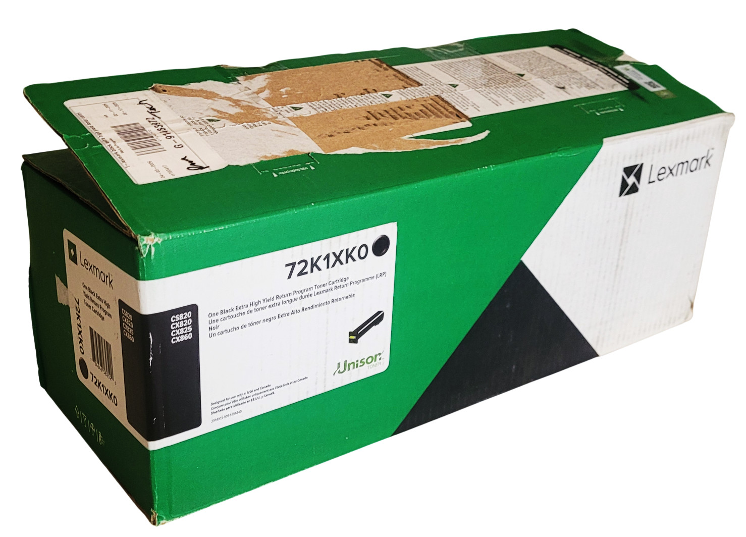 Lexmark 72K1XK0 Black Extra High Yield Toner Cartridge with Open Box and Bag