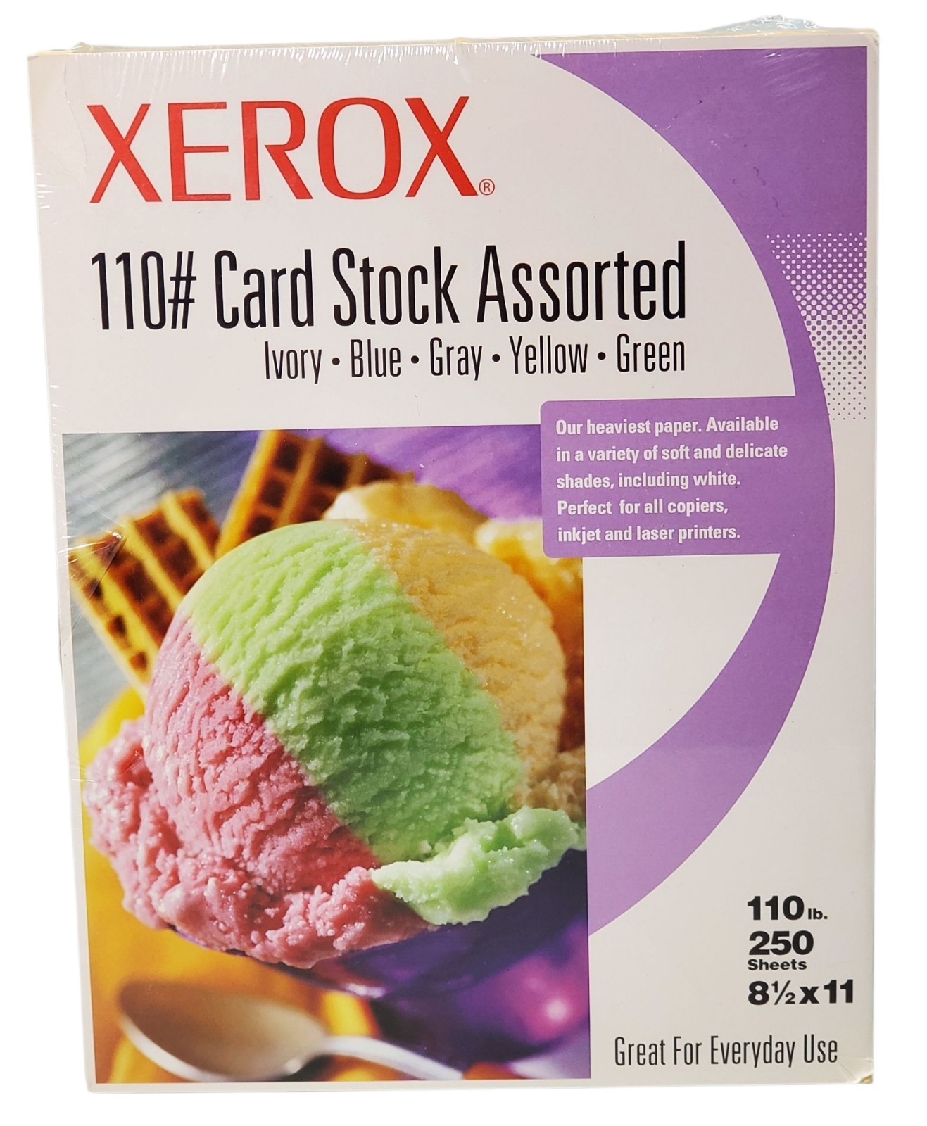 Xerox 110# Card Stock Color Variety Copy Printer Paper 250 Sheets 8 1/2" × 11"