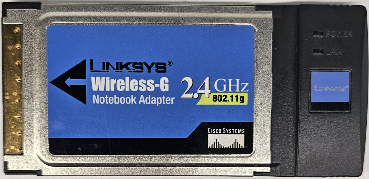 NEW Open box Linksys Wireless G 2.4 GHz 802.11 g Notebook Adapter WPC54G v 1.2