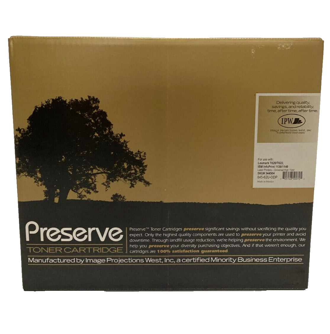 IPW Preserve Black Toner Cartridge 845-62U-ODP To Use With Lexmark T620,T622