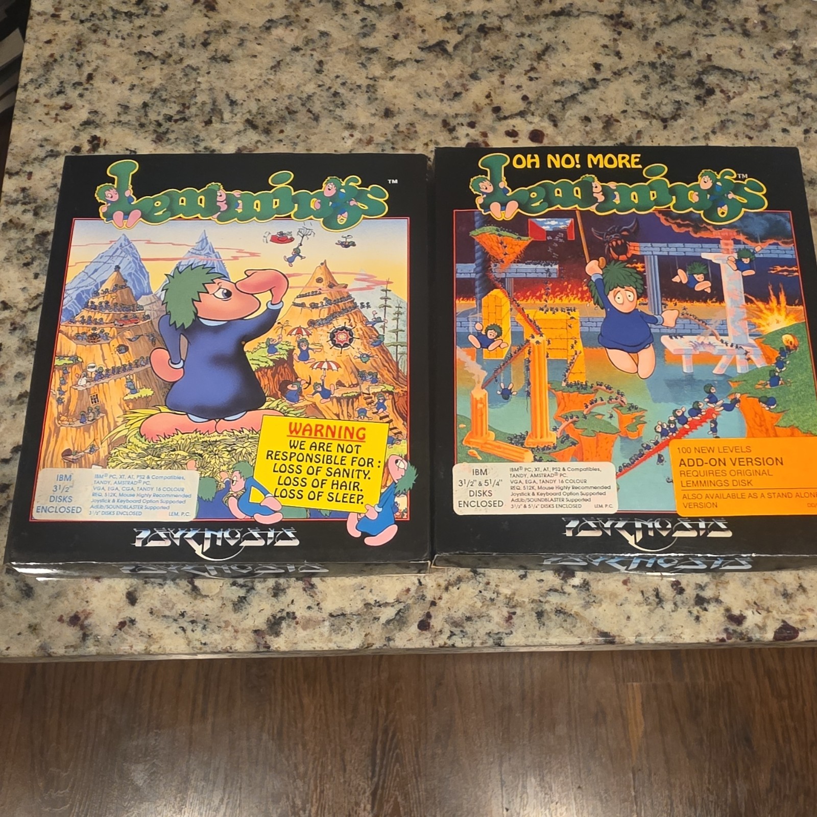 Lemmings & Oh No More Lemmings PC Big Box Game Lot 3.5 Floppy Psygnosis CIB Vtg