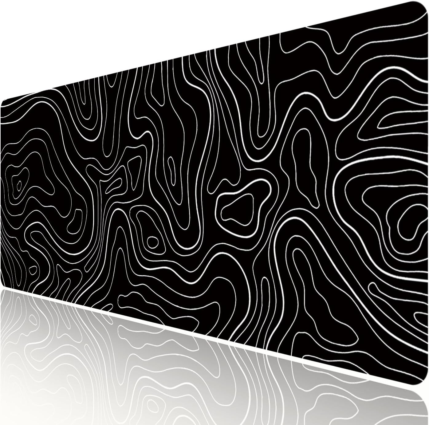 Large Gaming TOPO Keyboard Mouse Pad Black Topographic Mouse Pad with Anti-Sl...