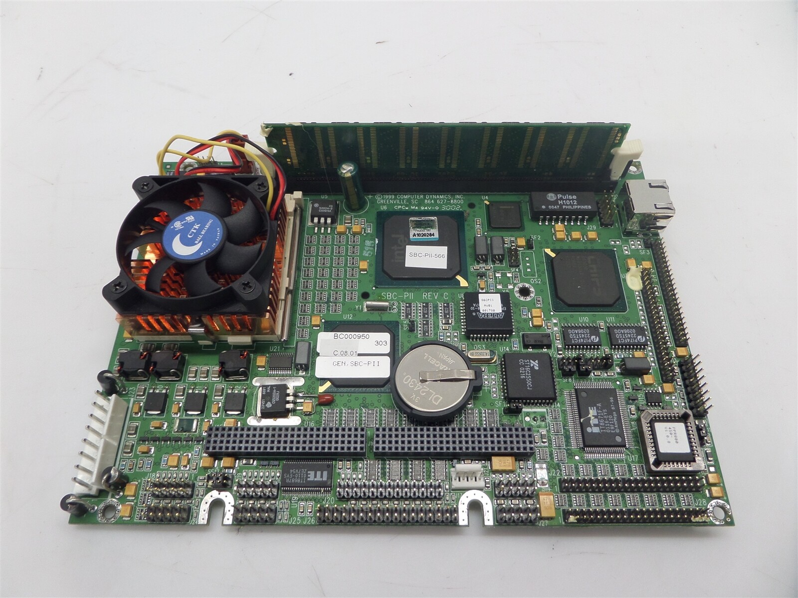 Vintage Computer Dynamics SBC-PII Rev. C Motherboard w/ Celeron SL5L5 566MHz CPU